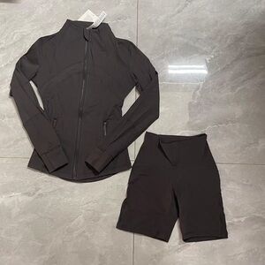 lululemon athletica Black Track Jacket and Shorts Set